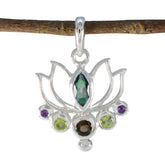 Multi Stone Dainty Russian Silver Hepta multicolor Pendant