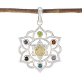 Multi Stone Classic Mexican Silver Hepta multicolor Pendant