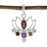 Multi Stone Dainty Moroccan Sterling Silver Hepta multicolor Pendant