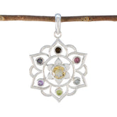 Multi Stone Classic Latin American Sterling Silver Hepta multicolor Pendant