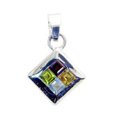 Multi Stone Whisper-thin Egyptian 92.5 Silver quarter multicolor Pendant