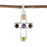 Multi Stone Dainty Turkish 925 Silver quarter multicolor Pendant