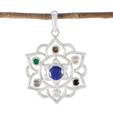 Multi Stone Classic Moroccan 925 Silver Hepta multicolor Pendant
