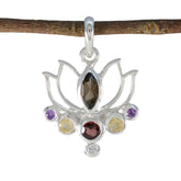 Multi Stone Dainty American Silver Hepta multicolor Pendant