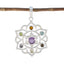 Multi Stone Classic Turkish Sterling Silver Hepta multicolor Pendant
