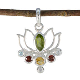 Multi Stone Dainty Russian 92.5 Silver Hepta multicolor Pendant