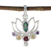 Multi Stone Dainty Moroccan Silver Hepta multicolor Pendant