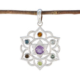 Multi Stone Classic Latin American Silver Hepta multicolor Pendant