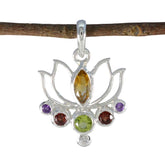 Multi Stone Dainty Mexican Silver Hepta multicolor Pendant