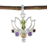 Multi Stone Dainty Latin American Sterling Silver Hepta multicolor Pendant