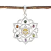 Multi Stone Classic American Sterling Silver Hepta multicolor Pendant