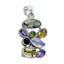 Multi Stone Chunky Latin American Sterling Silver multiple multicolor Pendant