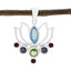 Multi Stone Dainty Russian Sterling Silver Hepta multicolor Pendant