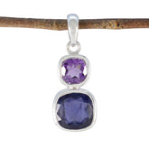 Multi Stone Whisper-thin Russian 92.5 Silver Toi et Moi multicolor Pendant