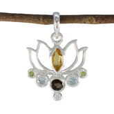 Multi Stone Dainty Egyptian Silver Hepta multicolor Pendant