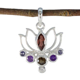 Multi Stone Dainty Turkish Sterling Silver Hepta multicolor Pendant