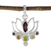 Multi Stone Dainty Latin American Silver Hepta multicolor Pendant