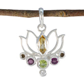 Multi Stone Dainty Turkish 92.5 Silver Hepta multicolor Pendant