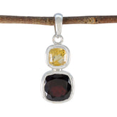 Multi Stone Whisper-thin Moroccan Silver Toi et Moi multicolor Pendant