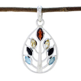Multi Stone Tiny Latin American 925 Silver Hepta multicolor Pendant