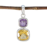 Multi Stone Whisper-thin Egyptian Sterling Silver Toi et Moi multicolor Pendant