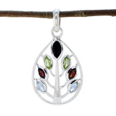 Multi Stone Tiny Russian 92.5 Silver Hepta multicolor Pendant