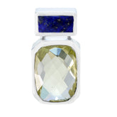 Multi Stone Whisper-thin Russian Sterling Silver Toi et Moi multicolor Pendant