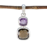 Multi Stone Whisper-thin Turkish 925 Silver Toi et Moi multicolor Pendant