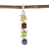 Multi Stone Delicate Latin American Sterling Silver quarter multicolor Pendant