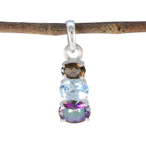 Multi Stone Minimalist Japanese 92.5 Silver Trilogy multicolor Pendant