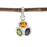 Multi Stone Elegant Japanese Silver Trilogy multicolor Pendant