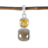 Multi Stone Whisper-thin American 92.5 Silver Toi et Moi multicolor Pendant