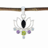 Multi Stone Dainty American Silver Hepta multicolor Pendant