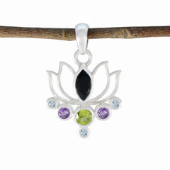 Multi Stone Dainty American Silver Hepta multicolor Pendant
