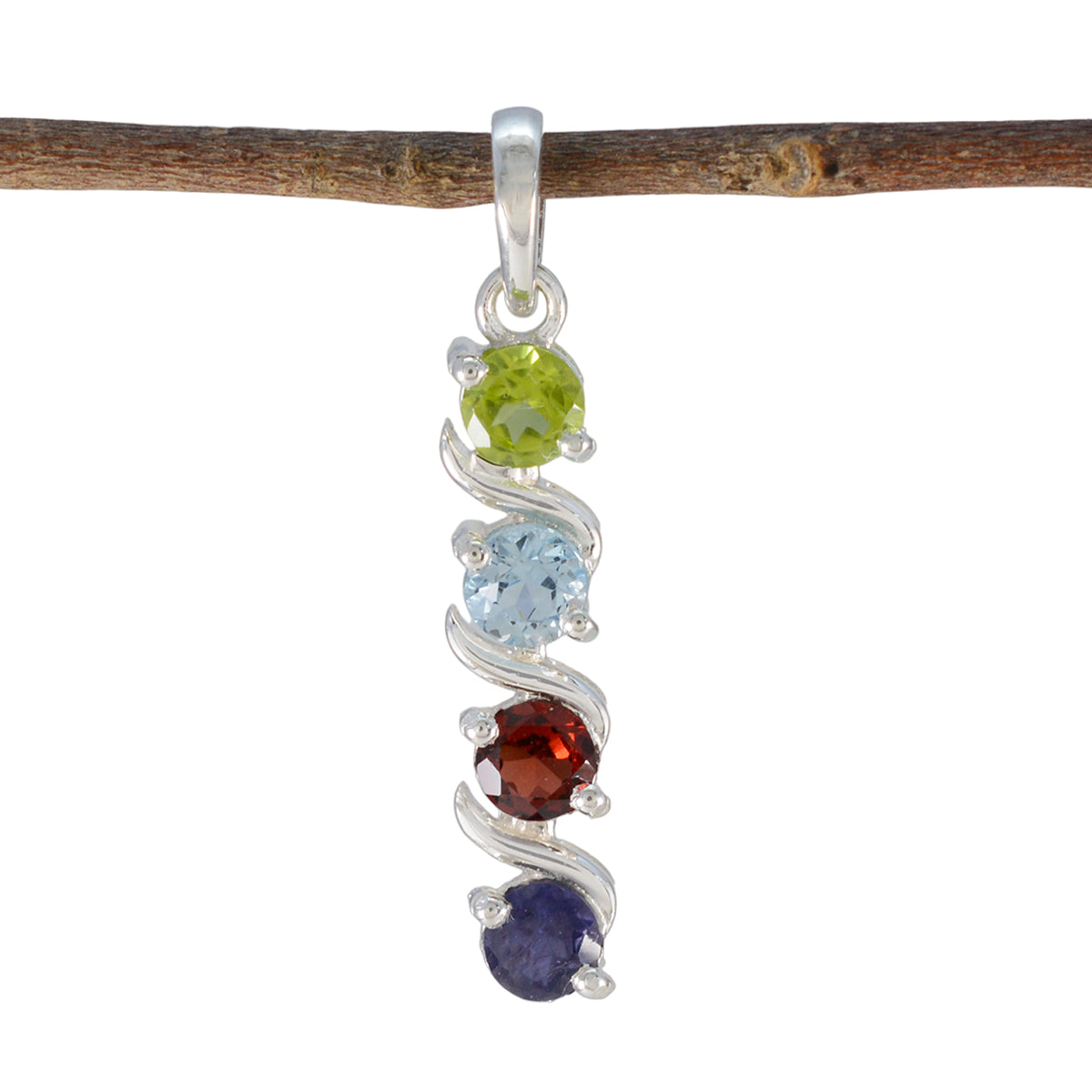 Multi Stone Delicate Moroccan 92.5 Silver quarter multicolor Pendant