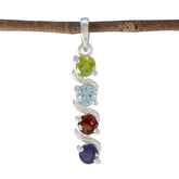 Multi Stone Delicate Moroccan 92.5 Silver quarter multicolor Pendant