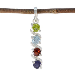 Multi Stone Delicate Moroccan 92.5 Silver quarter multicolor Pendant