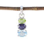 Multi Stone Minimalist Japanese Sterling Silver Trilogy multicolor Pendant