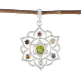 Multi Stone Classic Russian 92.5 Silver Hepta multicolor Pendant