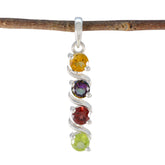 Multi Stone Delicate Egyptian Silver quarter multicolor Pendant