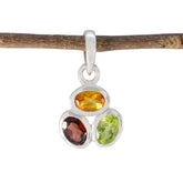 Multi Stone Elegant Korean 92.5 Silver Trilogy multicolor Pendant