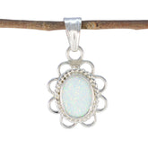 Created Opal Whisper-thin American Silver Solitaire White Pendant