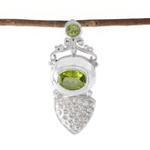 Peridot Whisper-thin French 925 Silver Solitaire Green Pendant