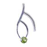 Peridot Classic French 925 Silver Solitaire Green Pendant