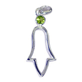 Peridot Featherlight Italian Silver Solitaire Green Pendant