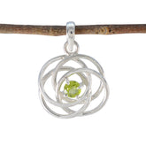 Peridot Dainty French Sterling Silver Solitaire Green Pendant