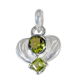 Peridot Featherlight Russian Silver Toi et Moi Green Pendant
