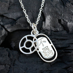 Colgante Yasmin gris glamoroso, liso y fino, de plata mexicana