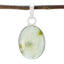 Prehnite Classic Russian 92.5 Silver Solitaire Light Green Pendant