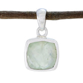 Prehnite Dainty Italian 925 Silver Solitaire Light Green Pendant